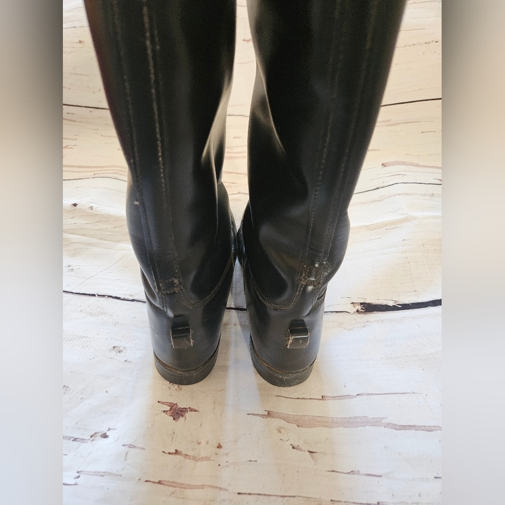 Marlboro English Horse Riding Tall Black Leather Boots Size (EU 4 1/2) US 7 - Picture 6 of 11